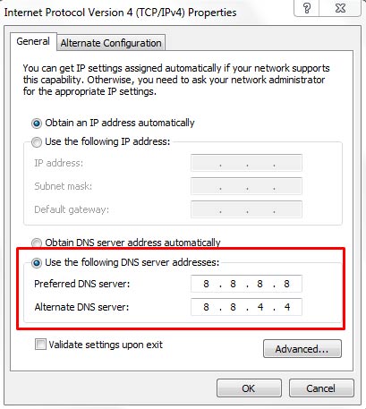 DNS server address