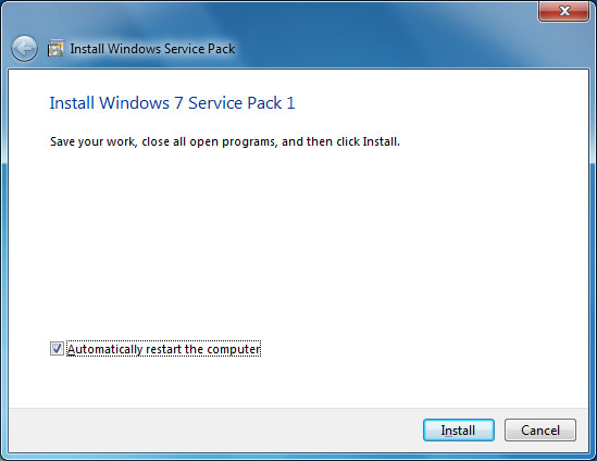 click on install for sp1