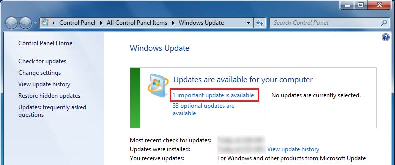 windows update available